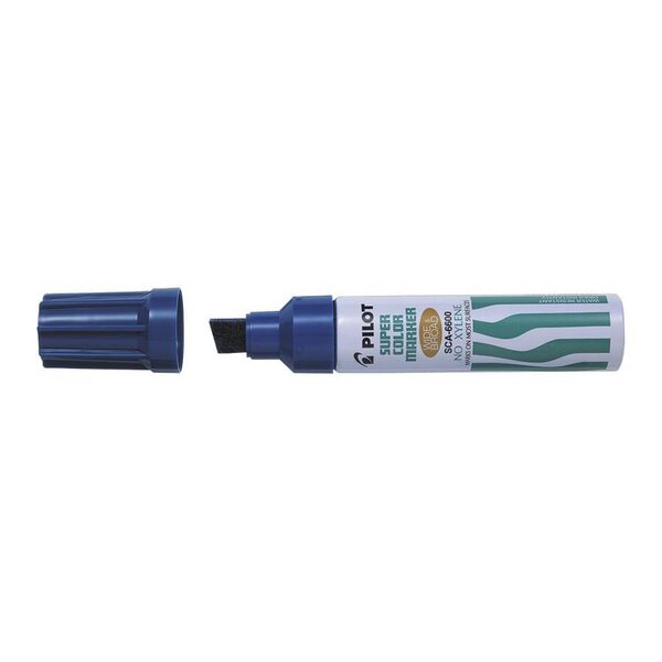 Marqueur permanent sca-6600 corps métal pte biseau extra large bleu x 12 pilot
