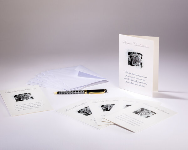 Sachet de 6 cartes doubles de condoléances et 6 enveloppes