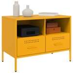 vidaXL Meuble TV 2Pièces jaune moutarde 68x39x50 5cm acier laminé à froid