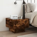 vidaXL Table de chevet avec LED infini chêne fumé 40x40x30 cm
