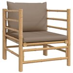Salon de jardin meuble d'extérieur ensemble de mobilier 7 pièces avec coussins taupe bambou 02_0017336