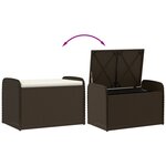 vidaXL Banc de rangement et coussin marron 80x51x52 cm résine tressée