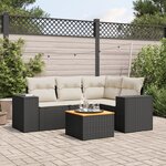 vidaXL Salon de jardin 5 Pièces avec coussins noir résine tressée