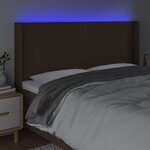 vidaXL Tête de lit à LED Marron foncé 203x16x118/128 cm Tissu