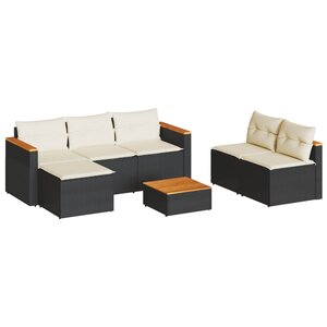 vidaXL Salon de jardin 5 Pièces avec coussins noir résine tressée acacia