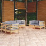 vidaXL Salon de jardin 7 Pièces avec coussins gris bois de pin massif
