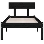 vidaXL Cadre de lit Noir Bois massif 75x190 cm Petit simple