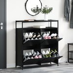 vidaXL Armoire à chaussures avec 4 tiroirs basculants chêne noir 100x34x112 cm