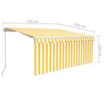 vidaXL Auvent rétractable manuel avec store 3 5x2 5 m Jaune et blanc