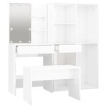 vidaXL Ensemble de coiffeuse avec LED Blanc brillant Bois d'ingénierie