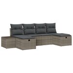 vidaXL Ensemble de canapé de jardin de 6 pièces avec coussins gris en poly rotin