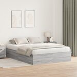 vidaXL Cadre de lit de rangement Gris Sonoma 150x200 cm
