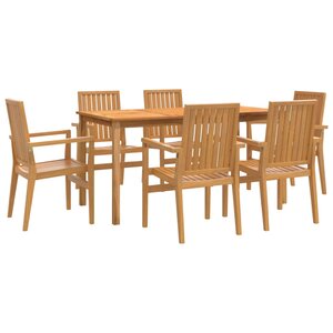 vidaXL Ensemble à manger de jardin 7 Pièces Bois de teck solide