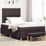 vidaXL lit à ressorts avec matelas et banc en brun foncé 120x190 cm tissu
