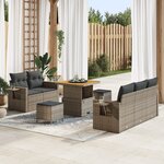 Ensemble de Canapé de Jardin à 8 Pièces avec Coussins Gris Rattan PE Acacia