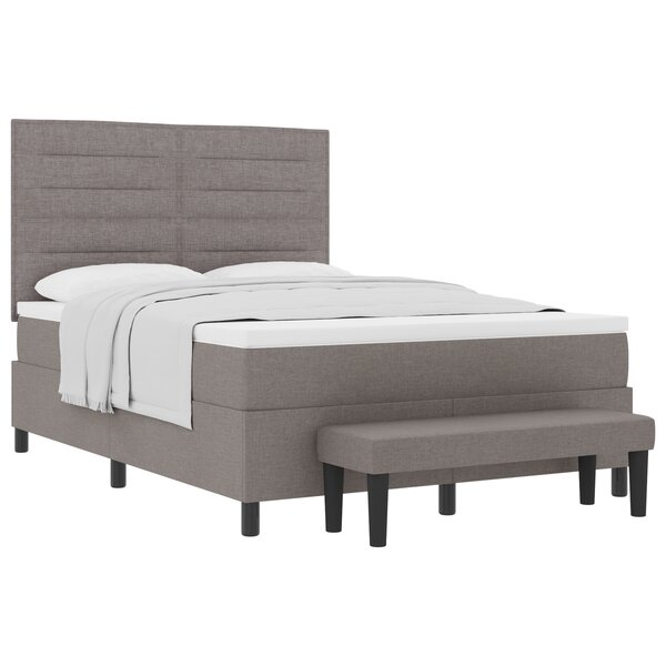 vidaXL Lit à ressort avec matelas et banc taupe 160x200 cm Tissu