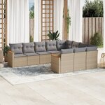 vidaXL Salon de jardin avec coussins 10 Pièces beige résine tressée
