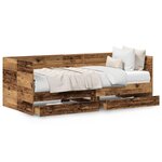 vidaXL Lit de jour avec tiroirs Bois ancien Bois d'ingénierie 90 x 200 cm