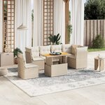 vidaXL Salon de jardin avec coussins 7 Pièces beige résine tressée