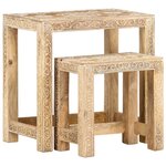 vidaXL Tables d'appoint peintes à la main 2Pièces Bois de Manguier solide