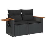 vidaXL Salon de jardin 6 Pièces avec coussins noir résine tressée