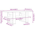 vidaXL Table basse gris béton 102x55x42 cm bois d'ingénierie