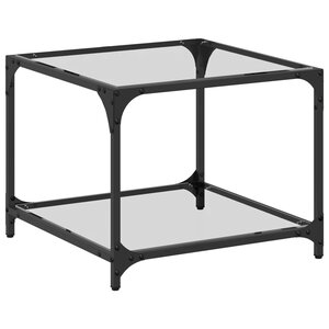 vidaXL Table basse avec dessus en verre transparent 50x50x40 cm acier
