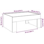 vidaXL Table basse avec LED infini gris béton 70x50x30 cm