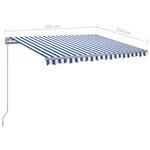 vidaXL Auvent manuel rétractable avec LED 3 5x2 5 m Bleu et blanc