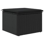 vidaXL Tabouret de jardin avec coussin noir 55x55x37 cm résine tressée
