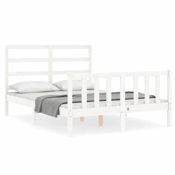 vidaXL Cadre de lit sans matelas blanc 140x190 cm bois de pin massif