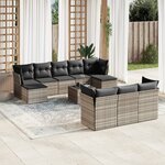 vidaXL Salon de jardin avec coussins 10 Pièces gris clair résine tressée