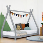 Lit Tipi enfant bois massif naturel vernis 140 x 200 cm