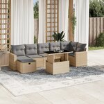 vidaXL Salon de jardin avec coussins 8 Pièces beige résine tressée