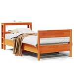 vidaXL Cadre de lit sans matelas cire marron 90x200 cm bois pin massif