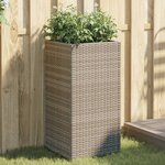 vidaXL Jardinières 2 Pièces gris 40x40x80 cm résine tressée
