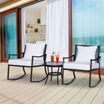 Outsunny Ensemble de jardin 3 pièces style cosy 2 fauteuils à bascule avec coussins assise dossier + table basse résine tressée brun crème