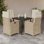 vidaXL Ensemble à manger de jardin avec coussins 5Pièces Beige poly rotin