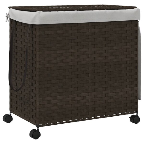 vidaXL Panier à linge avec roulettes marron foncé 60x35x60 5 cm