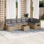 vidaXL Salon de jardin avec coussins 9 Pièces beige résine tressée