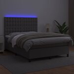 vidaXL Sommier à lattes de lit avec matelas et LED Gris 140x190 cm