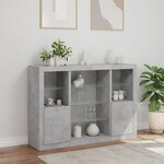 vidaXL Buffets avec lumières LED 3 Pièces gris béton bois d'ingénierie