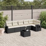 vidaXL Salon de jardin 7 Pièces avec coussins noir résine tressée