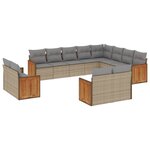 vidaXL Salon de jardin avec coussins 12 Pièces beige résine tressée