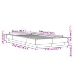 vidaXL Cadre de lit avec lumières LED sonoma gris 90x190 cm