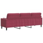 vidaXL Canapé 3 places avec oreillers bordeaux 210 cm velours