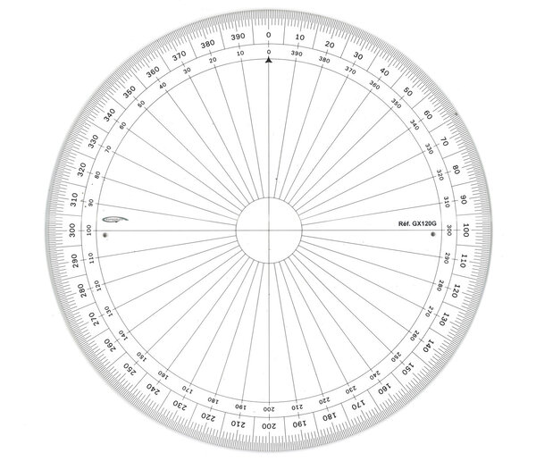 Rapporteur cercle entier grades Ø 20 cm
