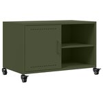 vidaXL Meuble TV vert olive 68x39x43 5 cm acier laminé à froid