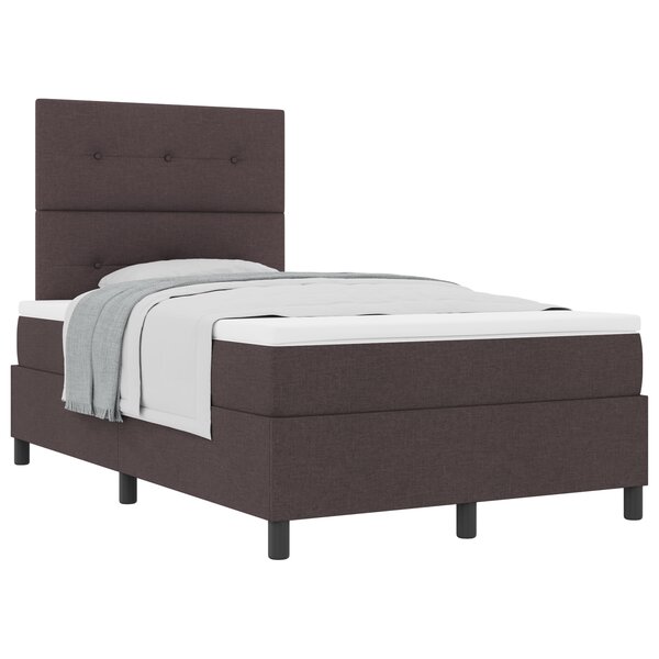 vidaXL Lit à ressorts avec matelas marron foncé 120x200 cm en tissu