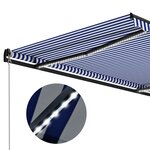 vidaXL Auvent manuel rétractable avec LED 300x250 cm Bleu et blanc
